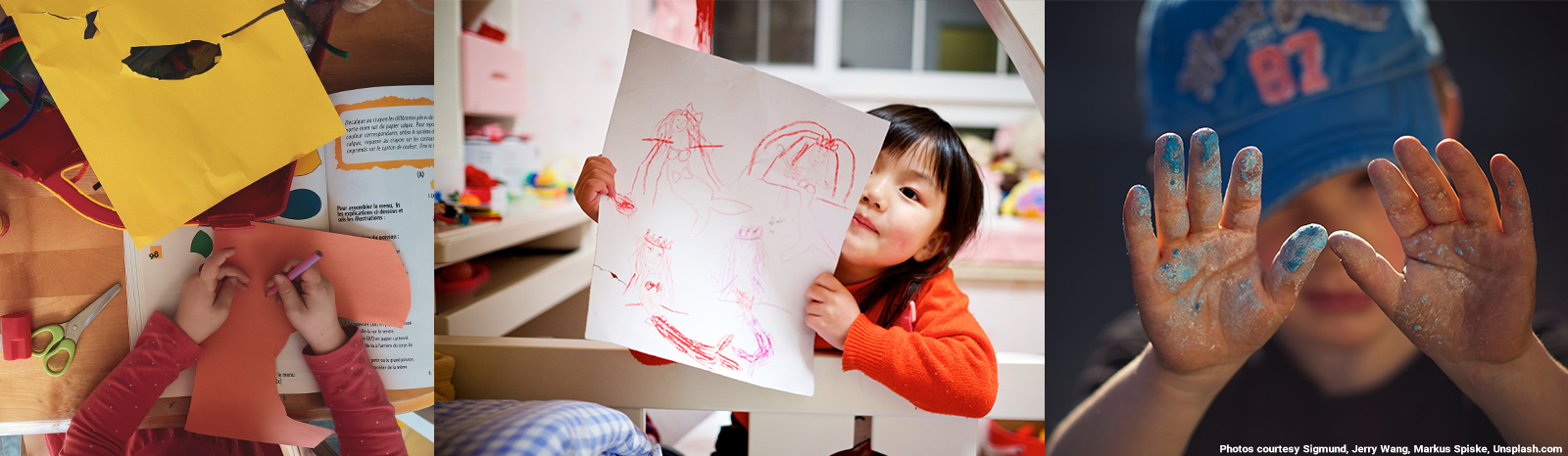 Children participating in creating art